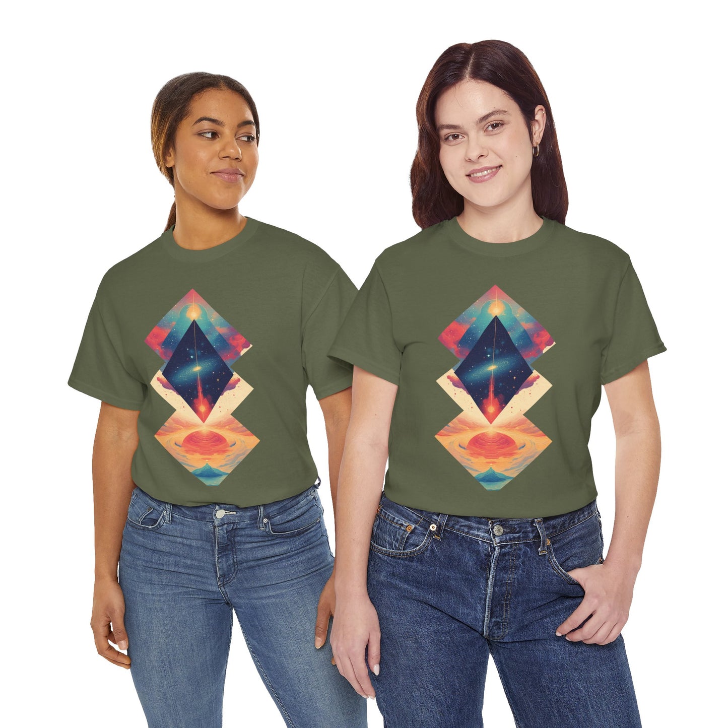 Geometric Shape Galaxy Graphic Space Art Tee Shirt *Multiple Colors*