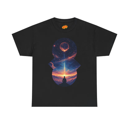 Cosmic Meditation w/Planet Space Graphic Art Tee Shirt