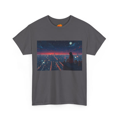 Neon City Anime Night Scene w/Cats T-Shirt