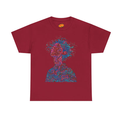 Line Drawing Multicolor Human Graphic Art Tee Shirt