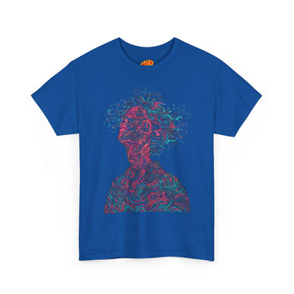 Line Drawing Multicolor Human Graphic Art Tee Shirt