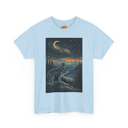 Mountain Wolf Sliver Moon Scene T-Shirt