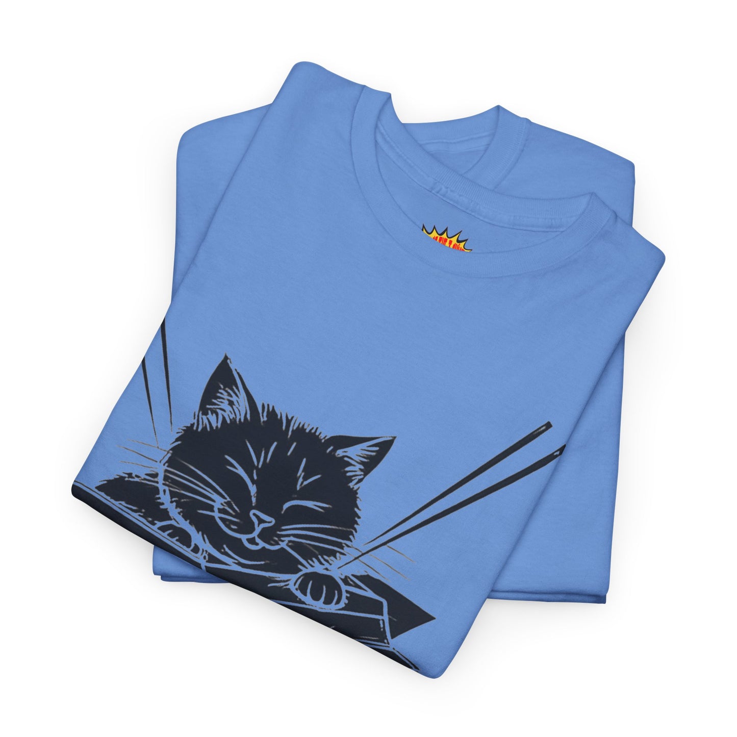 Black Cat w/Box + Yarn Ball Art Drawing Tee Shirt *Multiple Colors*