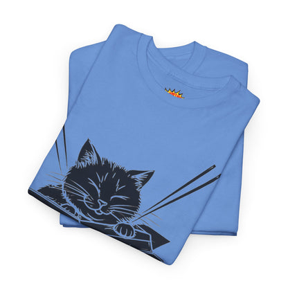 Black Cat w/Box + Yarn Ball Art Drawing Tee Shirt