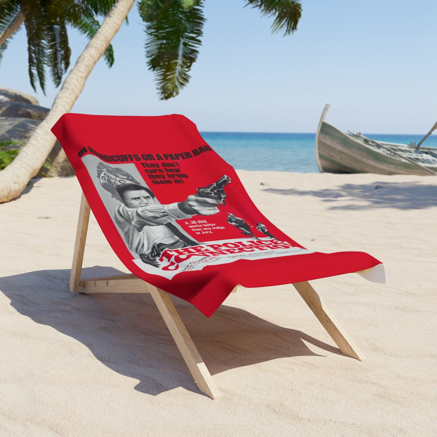 The Police Connection Retro Movie Poster Vintage Style Red Beach Towel 2 Sizes