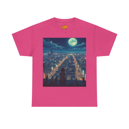 Anime City Full Moon Scene w/Girl & Cats T-Shirt