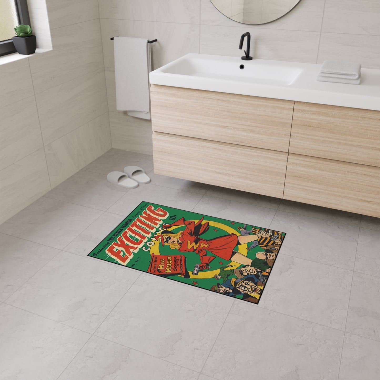 Exciting Comics #53 feat. Miss Masque Heavy Duty Floor Mat Many Sizes Available