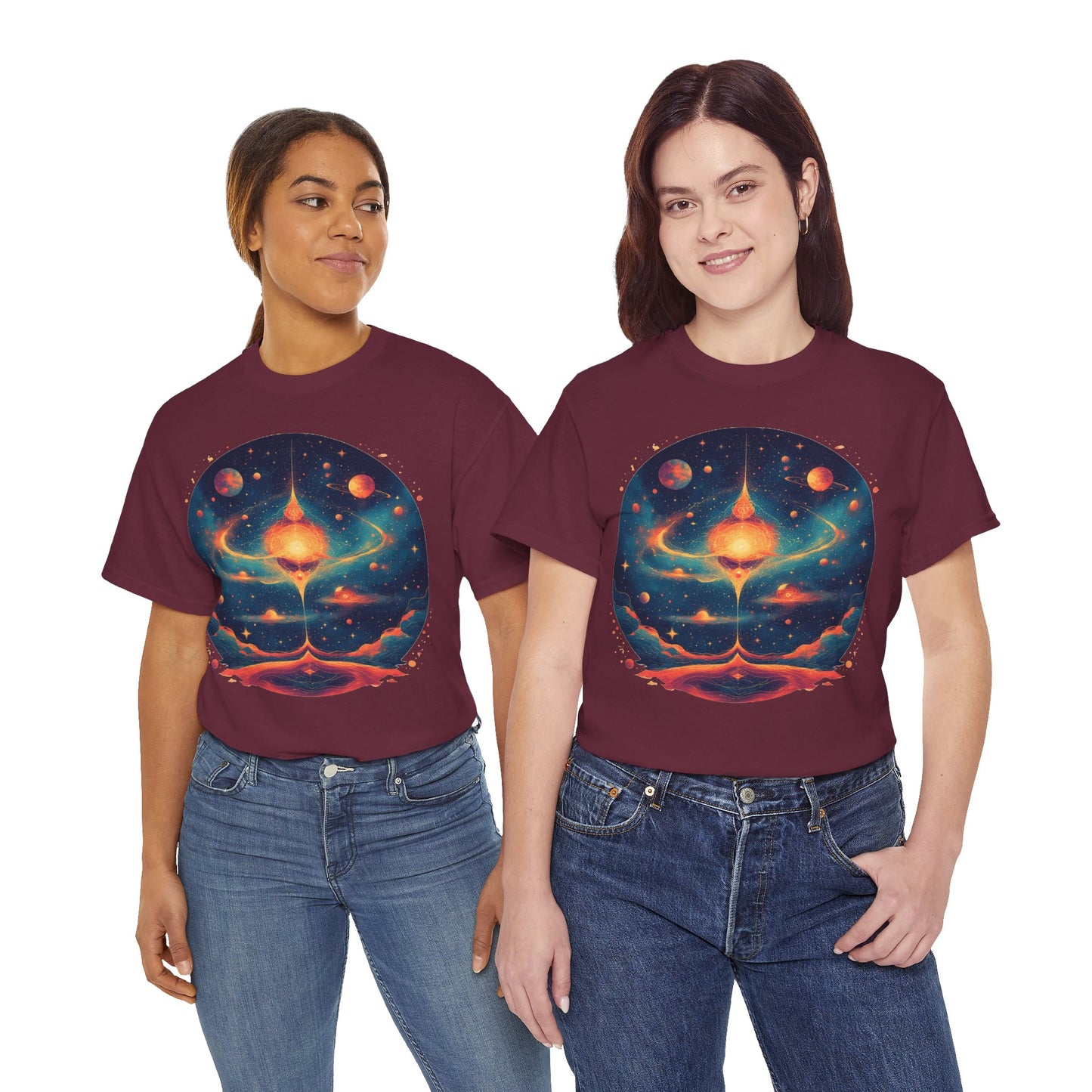 Round Galaxy w/Planets Graphic Tee Shirt *Multiple Colors*