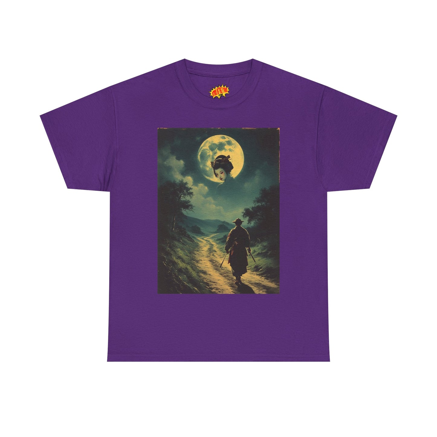 Travelling Samurai w/Moon Geisha Woman T-Shirt *Multiple Colors*