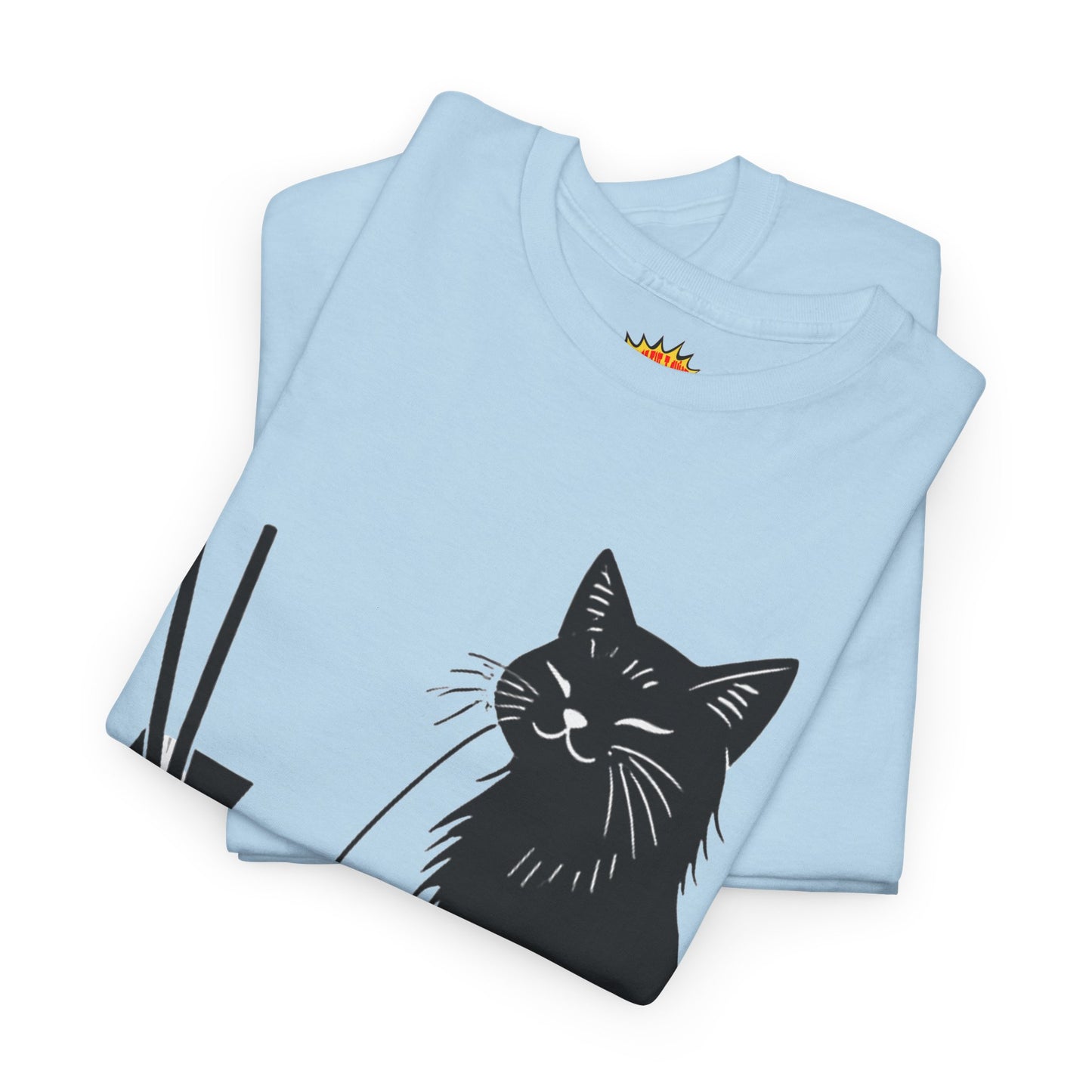 Black Cat w/Takeout Yarn Art Tee Shirt *Multiple Colors*