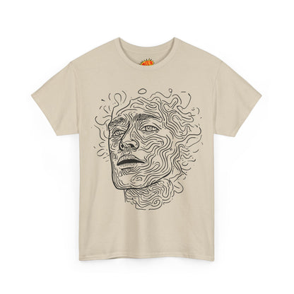 Human Face Line Drawing Portrait Graphic Art Tee Shirt