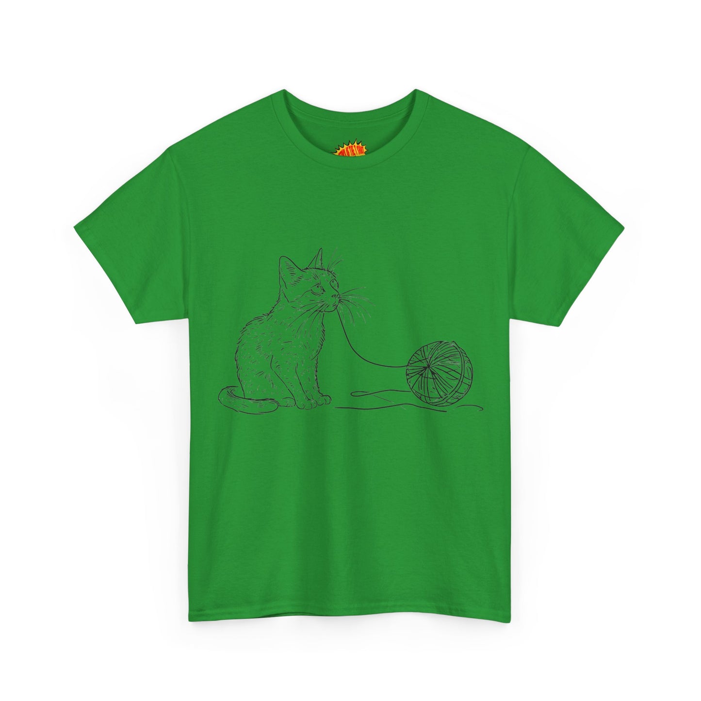 Cat w/Yarn Line Drawing Art Tee Shirt *Multiple Colors*