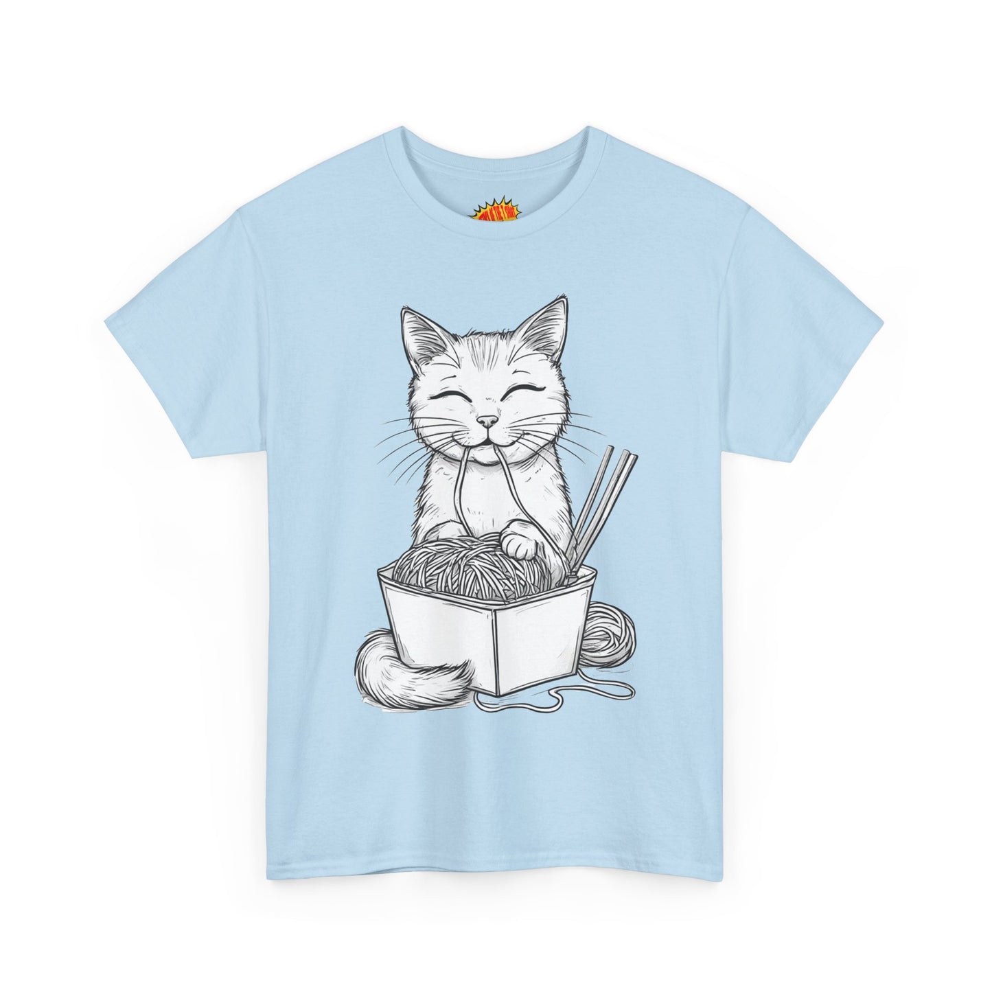 Cat w/Noodles Drawing Art Tee Shirt *Multiple Colors*