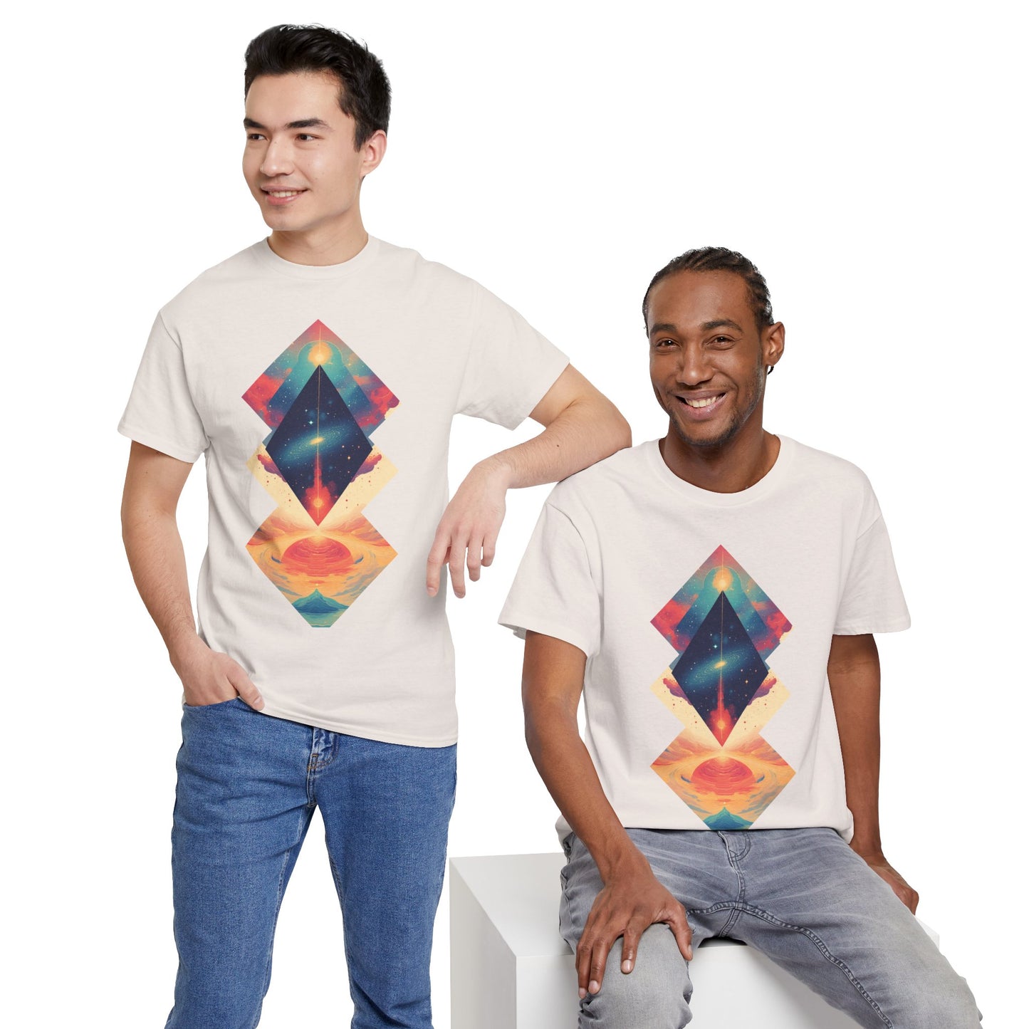 Geometric Shape Galaxy Graphic Space Art Tee Shirt *Multiple Colors*