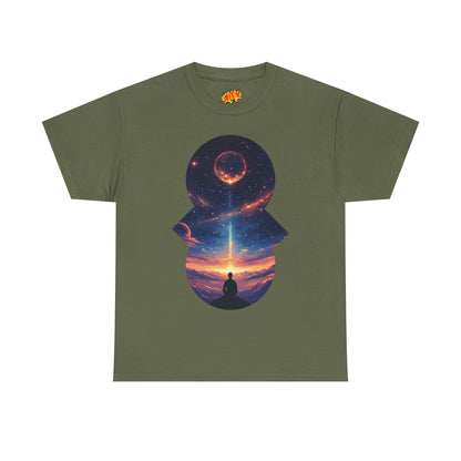 Cosmic Meditation w/Planet Space Graphic Art Tee Shirt