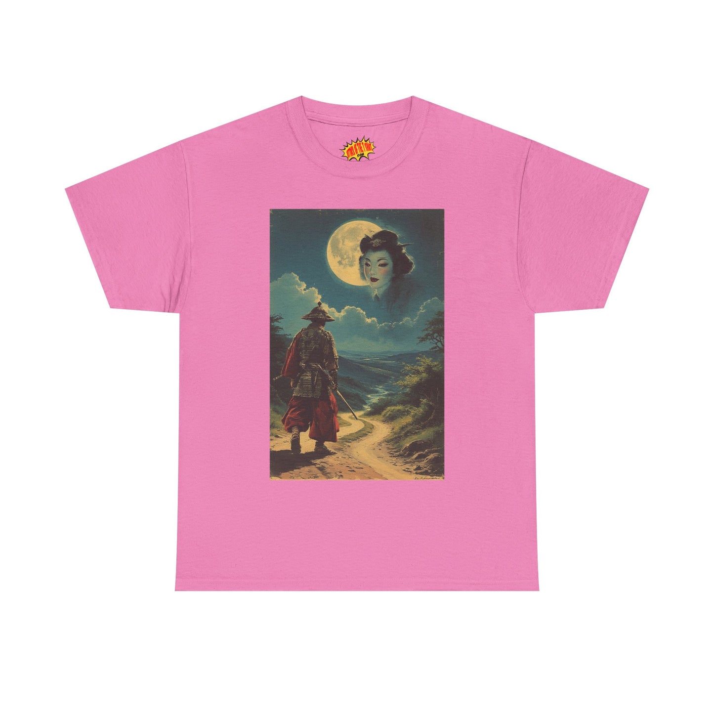 Samurai w/Full Moon Sky Geisha T-Shirt *Multiple Colors*