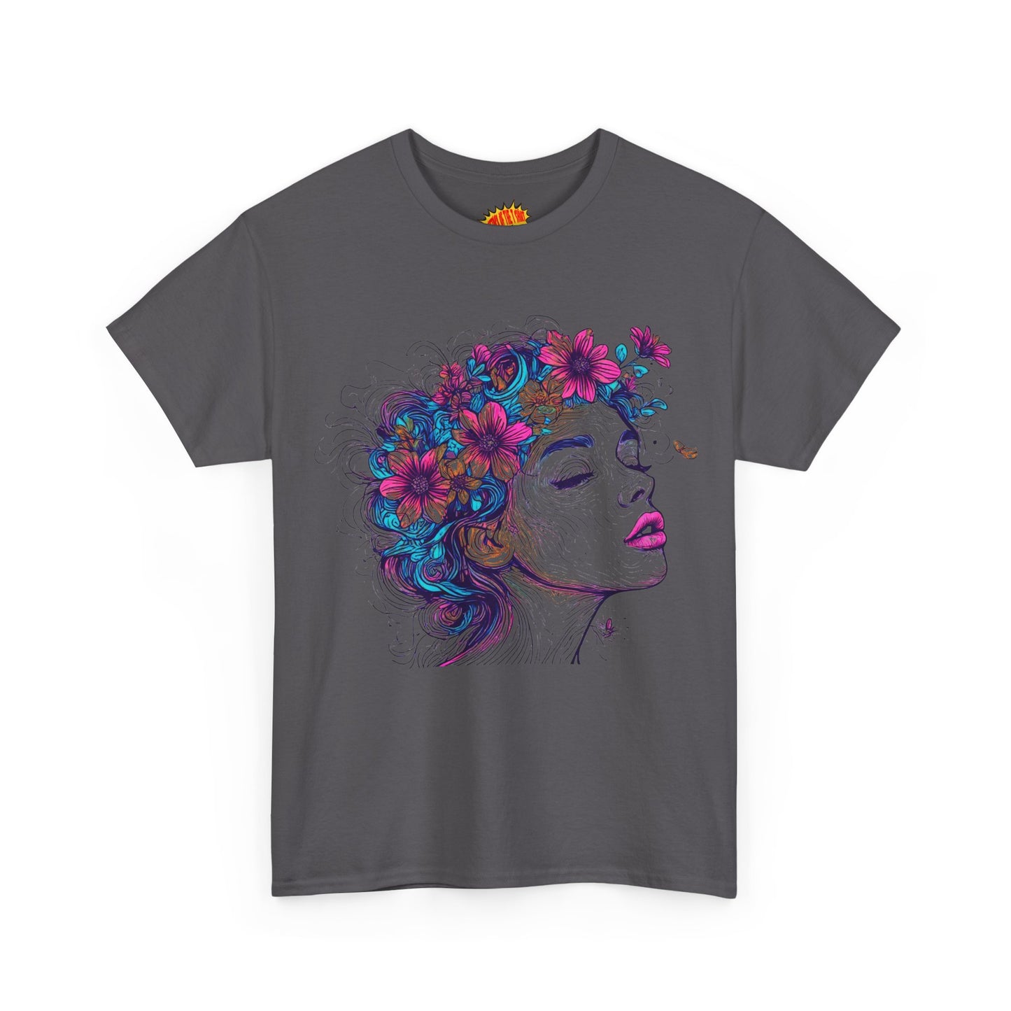 Multicolor Line Drawing Human Flower Graphic Art Tee Shirt *Multiple Colors*