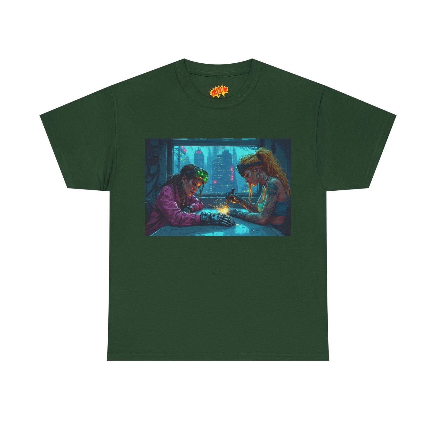 Cyberpunk Ladies Welding Scene T-Shirt *Multiple Colors*