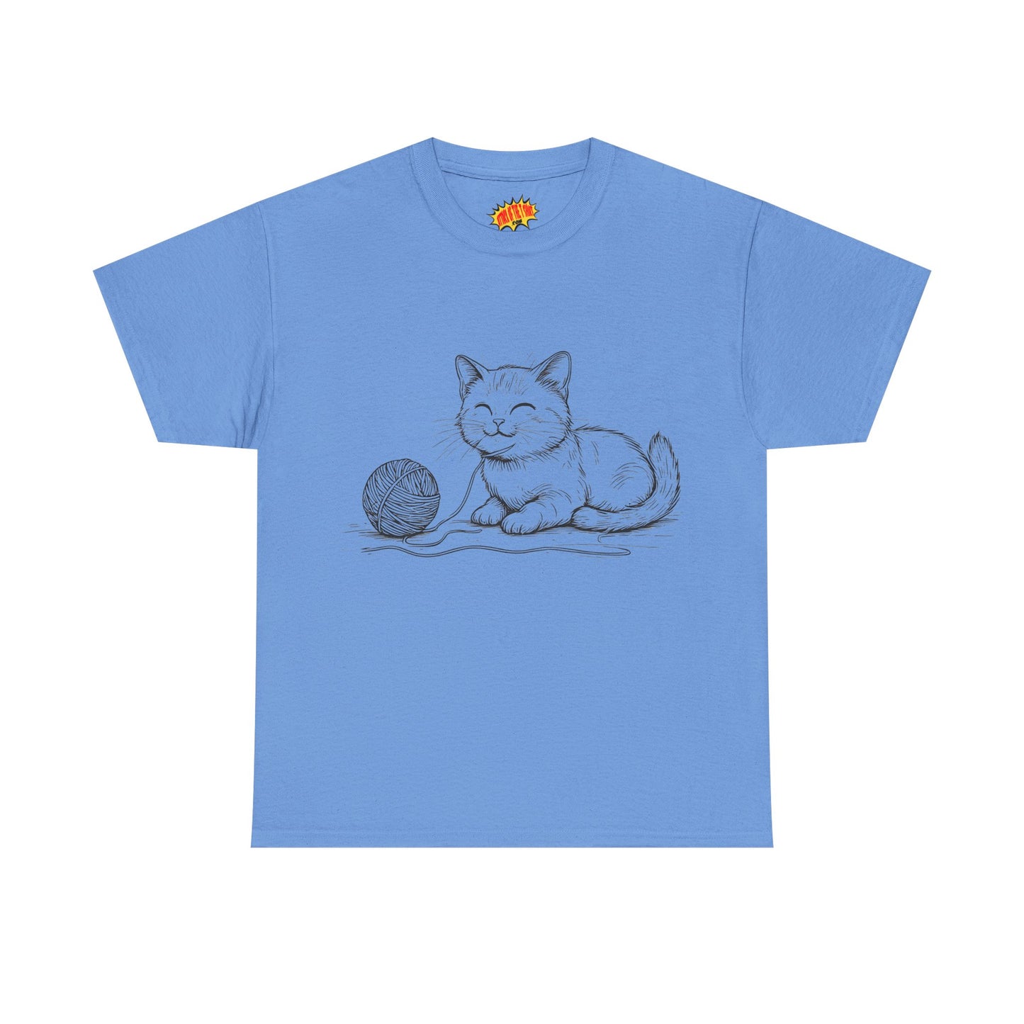 Cat w/Yarn Ball Line Drawing Tee Shirt *Multiple Colors*
