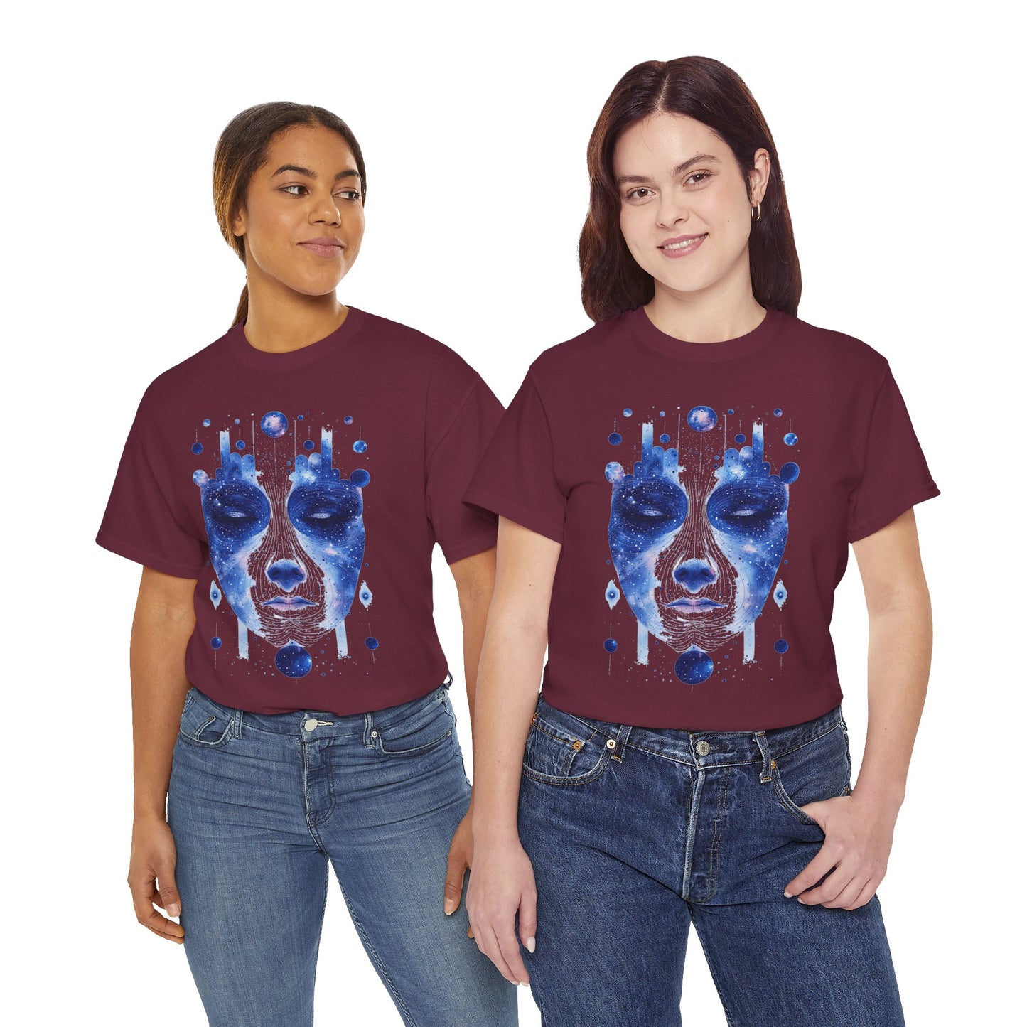 Cosmic Face Galaxy Graphic Space Art Tee Shirt *Multiple Colors*