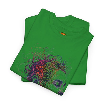 Multicolor Line Drawing Human Graphic Art Tee Shirt