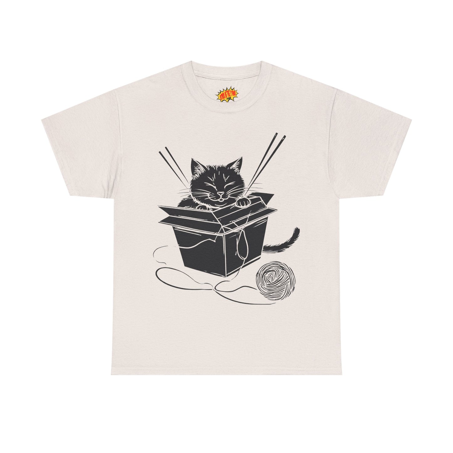 Black Cat w/Box + Yarn Ball Art Drawing Tee Shirt *Multiple Colors*