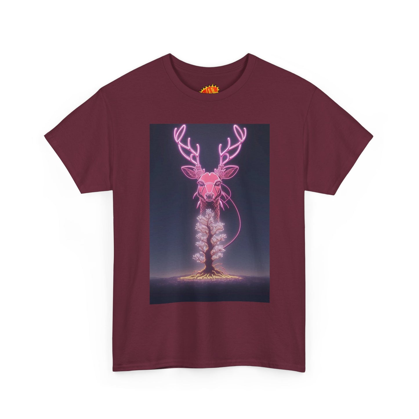 Electric Neon Deer Tree Cotton Tee Shirt *Multiple Colors*