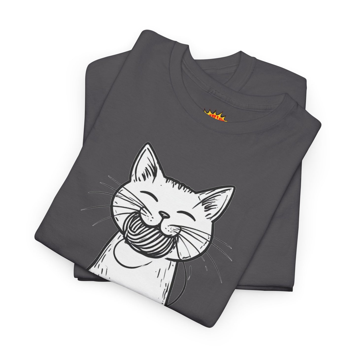 Cat w/Yarn Ball Takeout Art Tee Shirt *Multiple Colors*