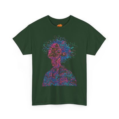 Line Drawing Multicolor Human Graphic Art Tee Shirt
