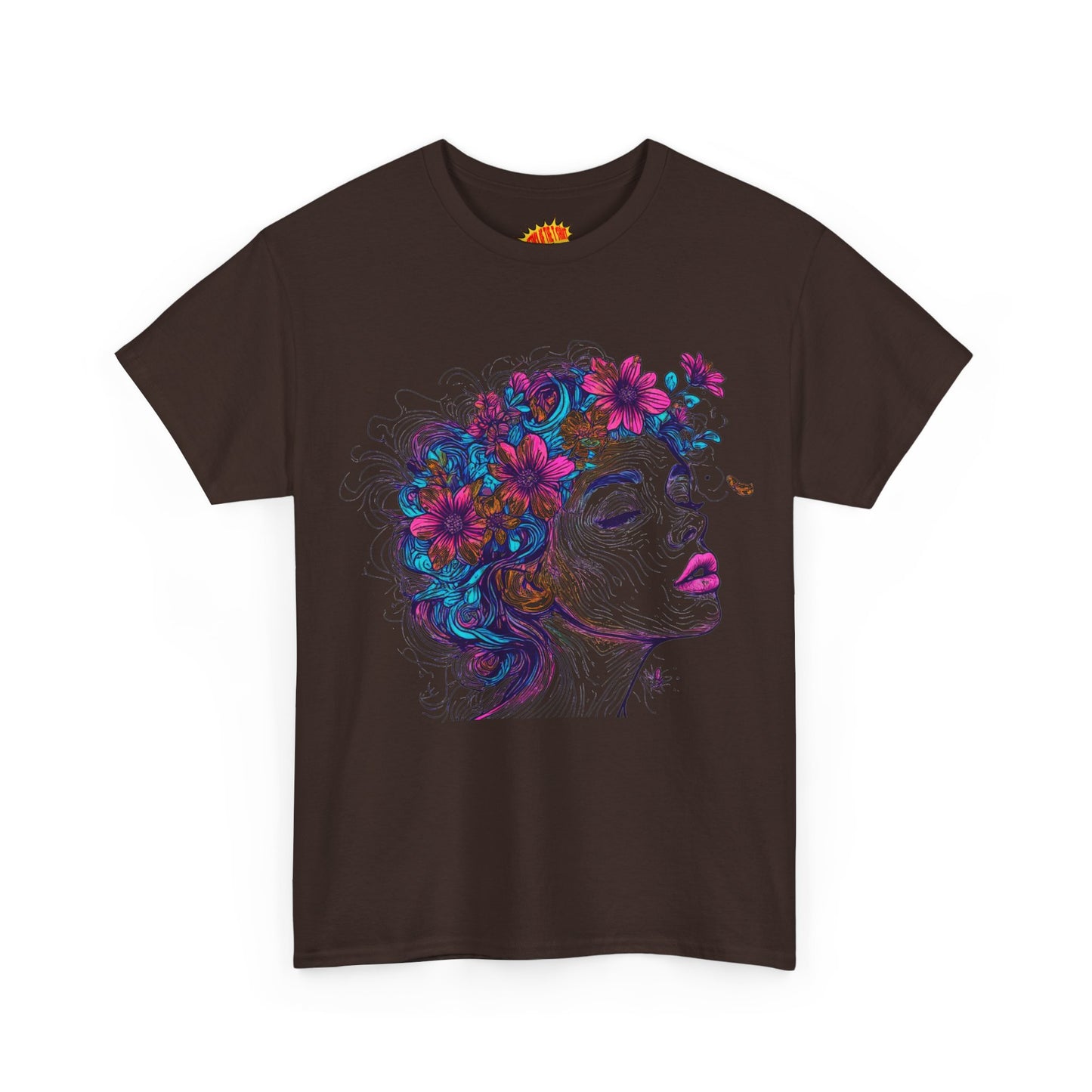 Multicolor Line Drawing Human Flower Graphic Art Tee Shirt *Multiple Colors*