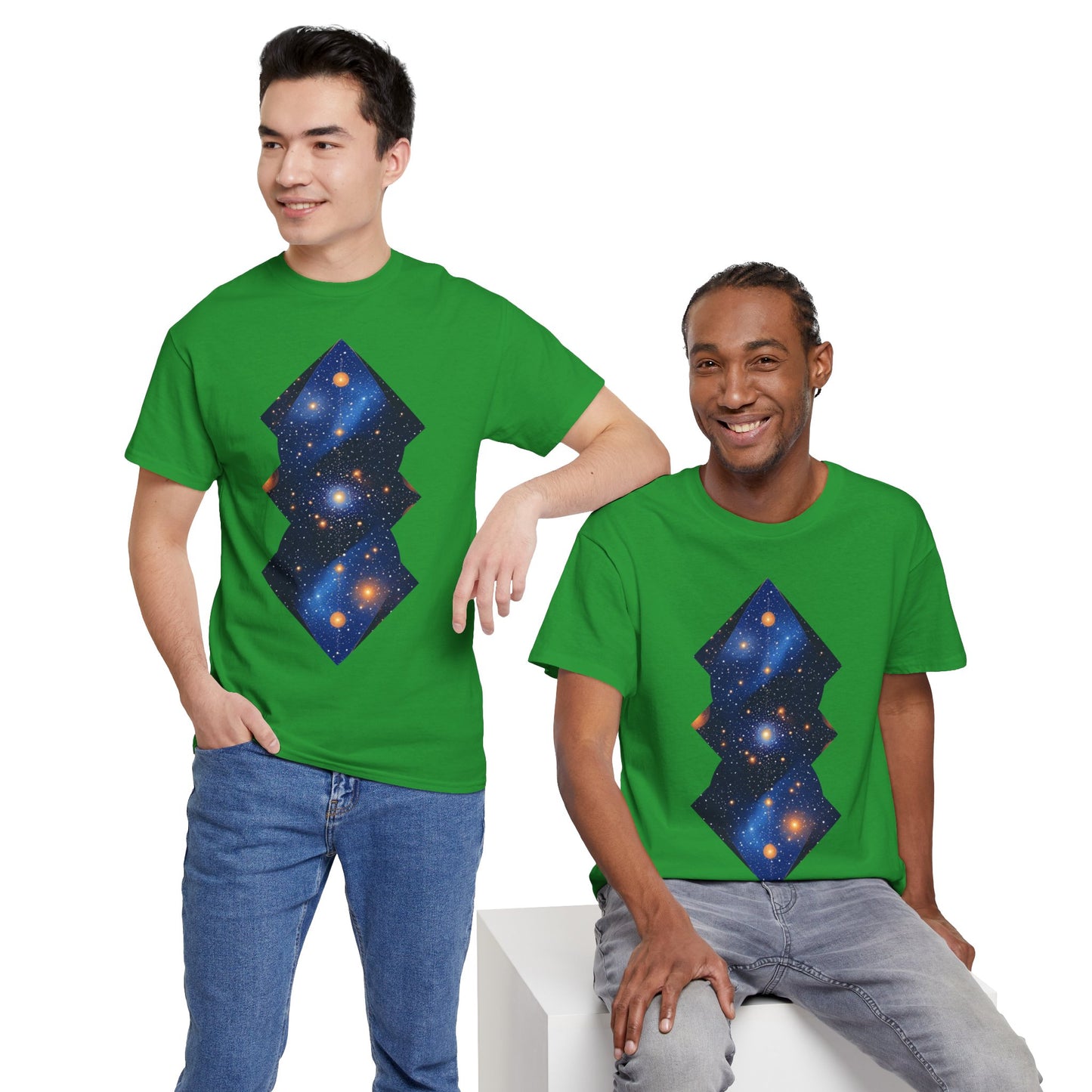 Geometric Shaped Galaxy Graphic Space Art Tee Shirt *Multiple Colors*