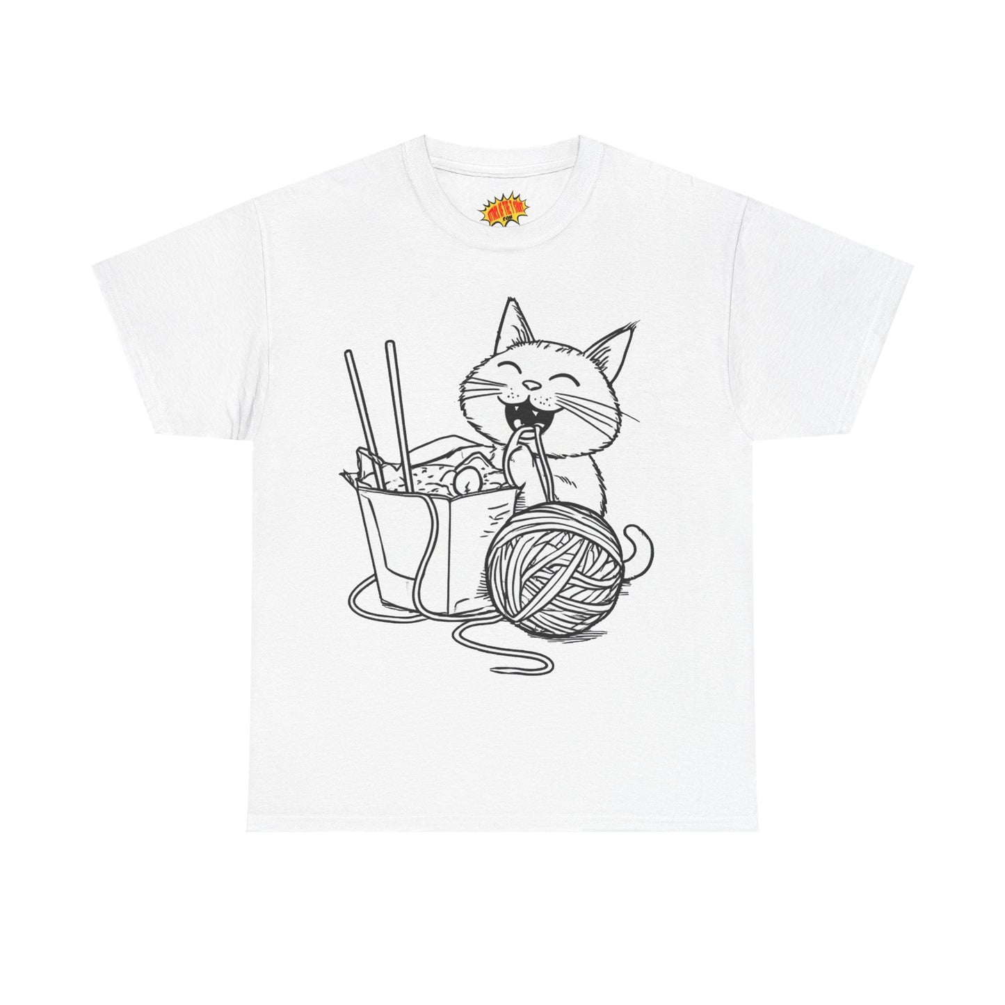 Happy Cat w/Noodles + Yarn Art Tee Shirt *Multiple Colors*