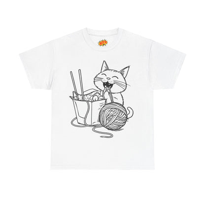 Happy Cat w/Noodles + Yarn Art Tee Shirt