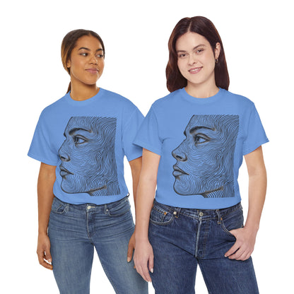 Human Face Profile Line Drawing Graphic Art Tee Shirt