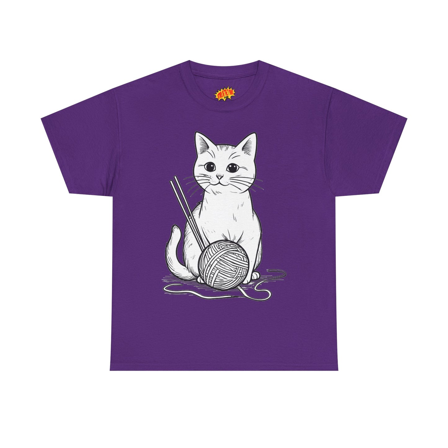 White Cat w/Yarn Ball Art Tee Shirt *Multiple Colors*