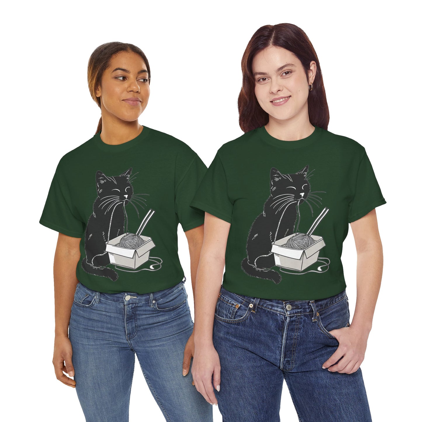 Black Cat w/Noodles Drawing Art Tee Shirt *Multiple Colors*
