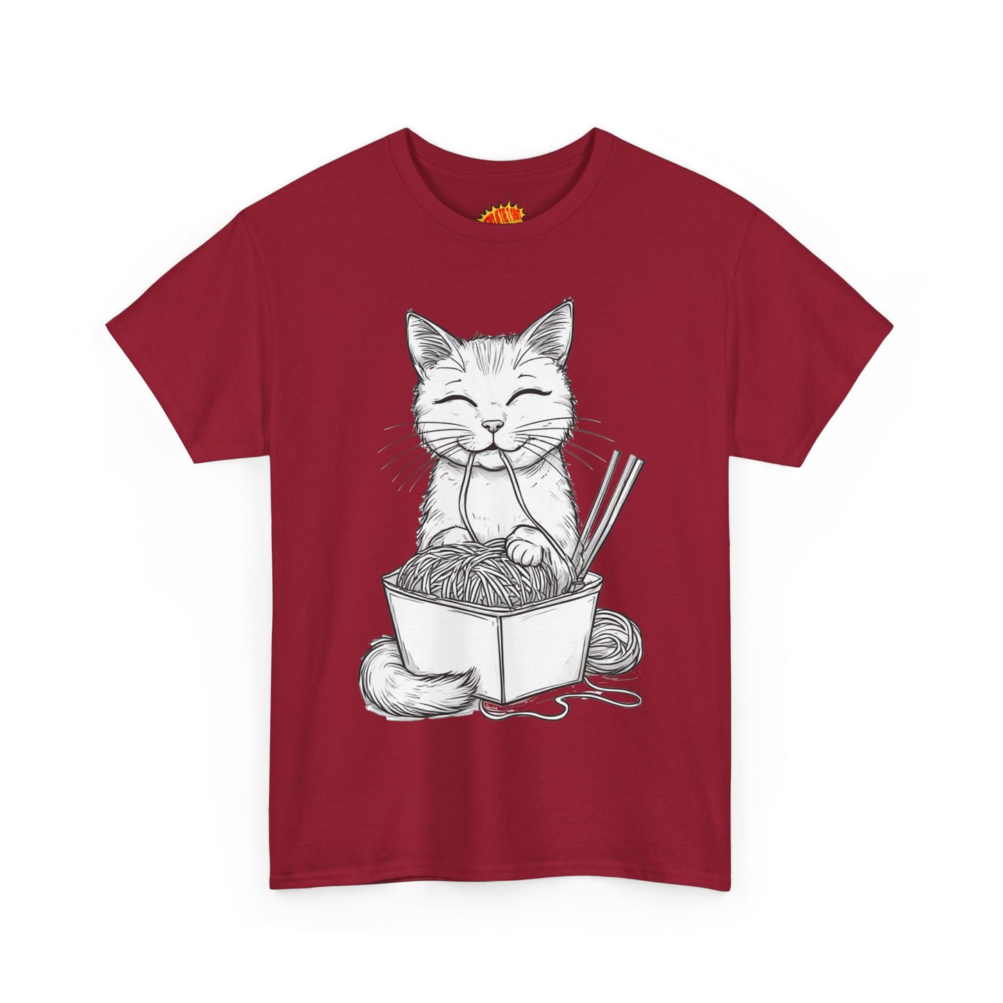 Cat w/Noodles Drawing Art Tee Shirt *Multiple Colors*