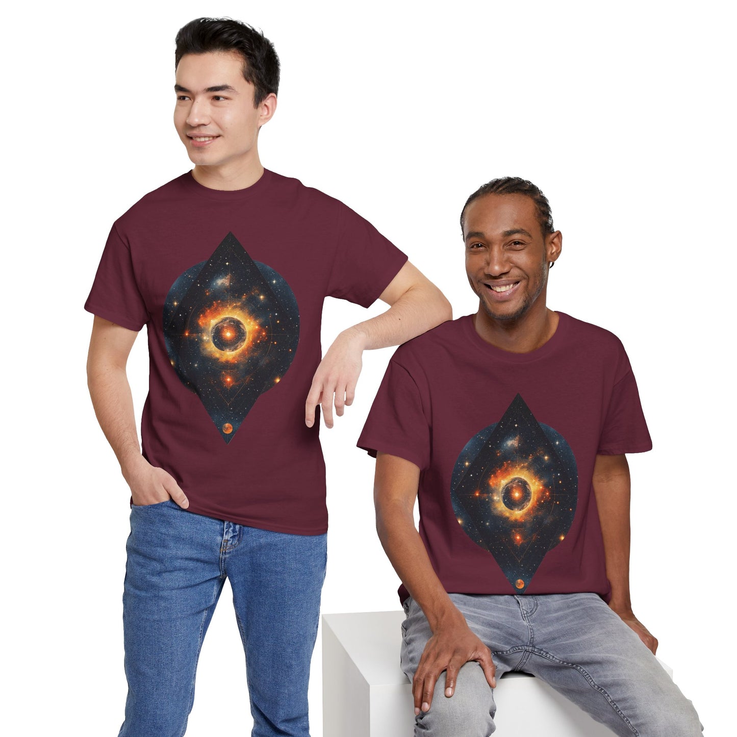 Rounded Diamond Shape Nebula Graphic Space Art Tee Shirt *Multiple Colors*