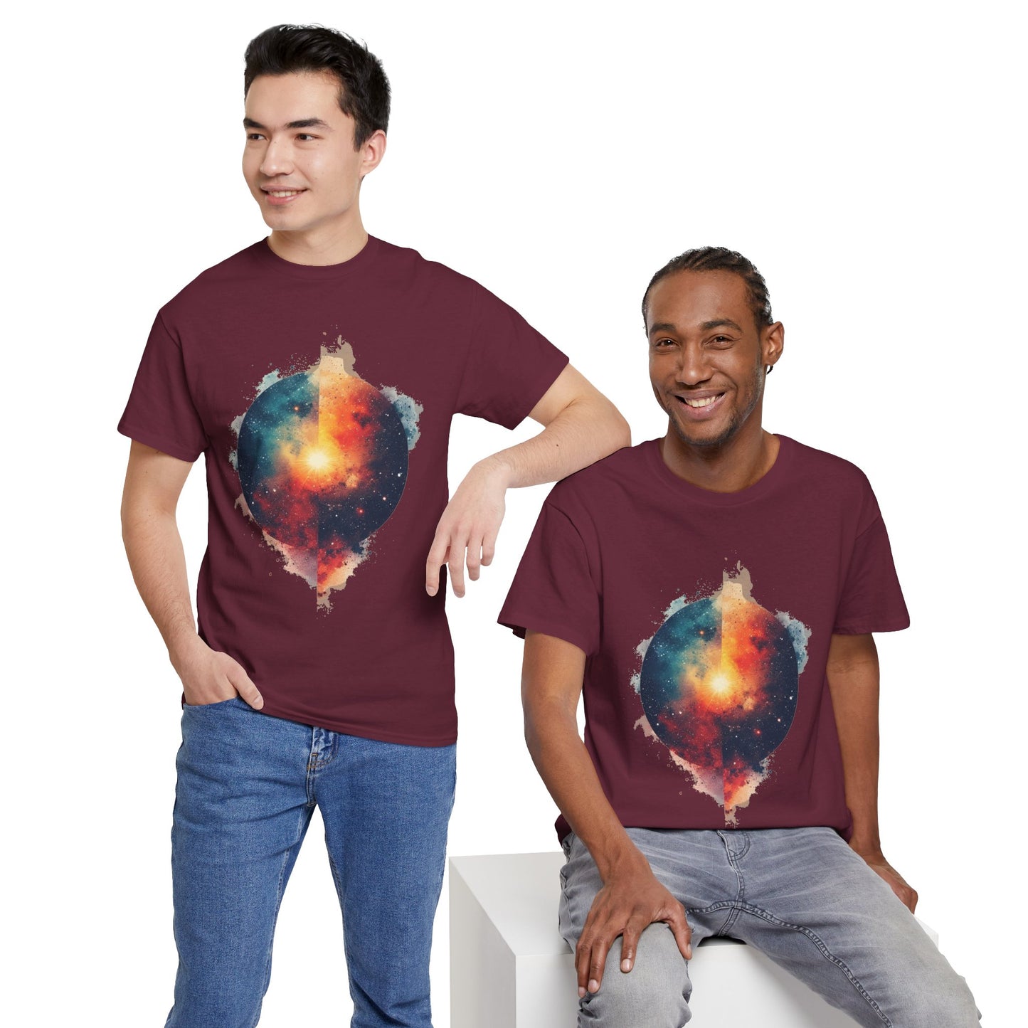 Round Galaxy w/Nebula Graphic Art Tee Shirt *Multiple Colors*