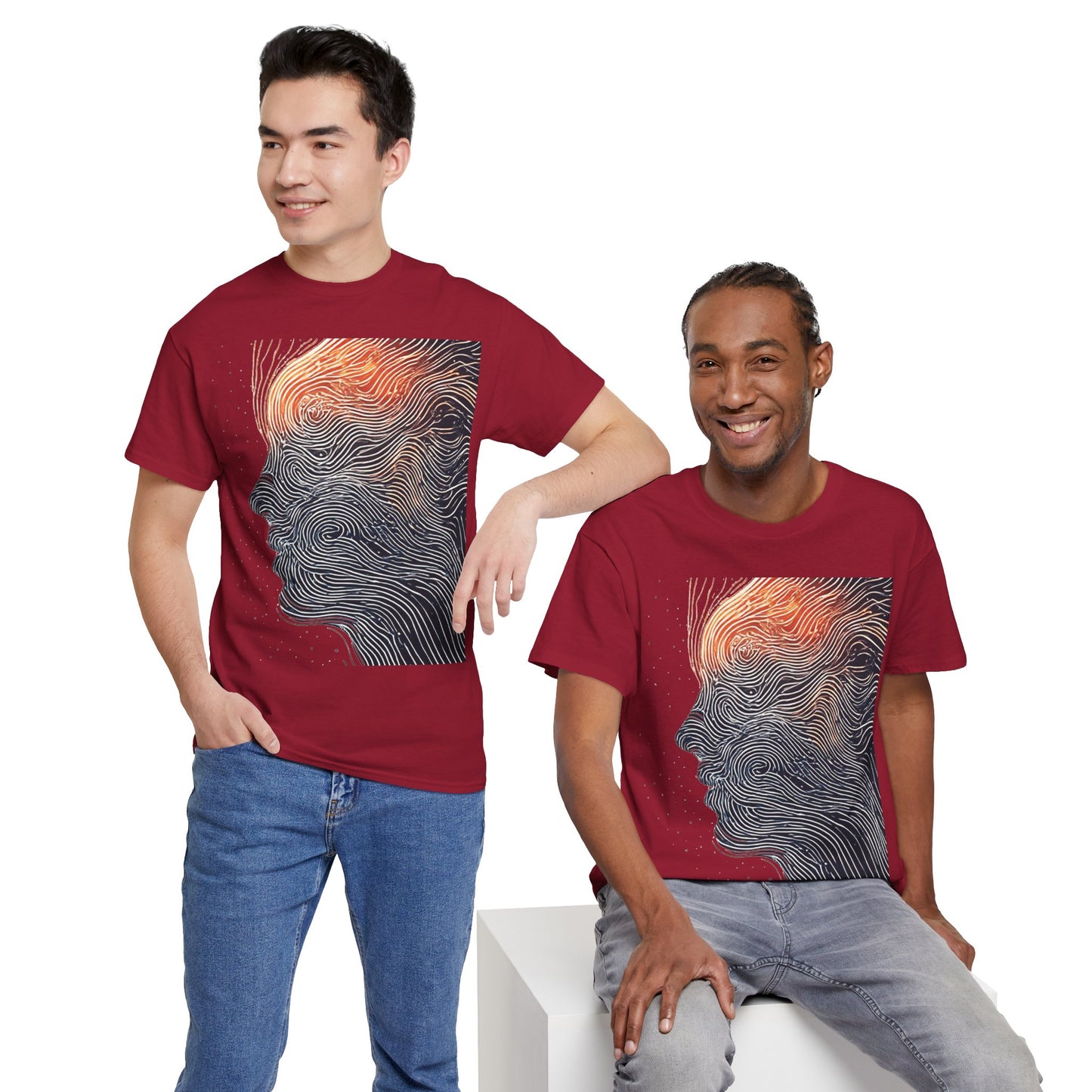 Line Drawing Face Graphic Art Tee Shirt *Multiple Colors*