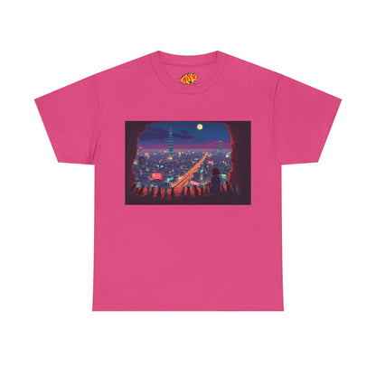 Anime Neon Cityscape Scene w/Cats T-Shirt