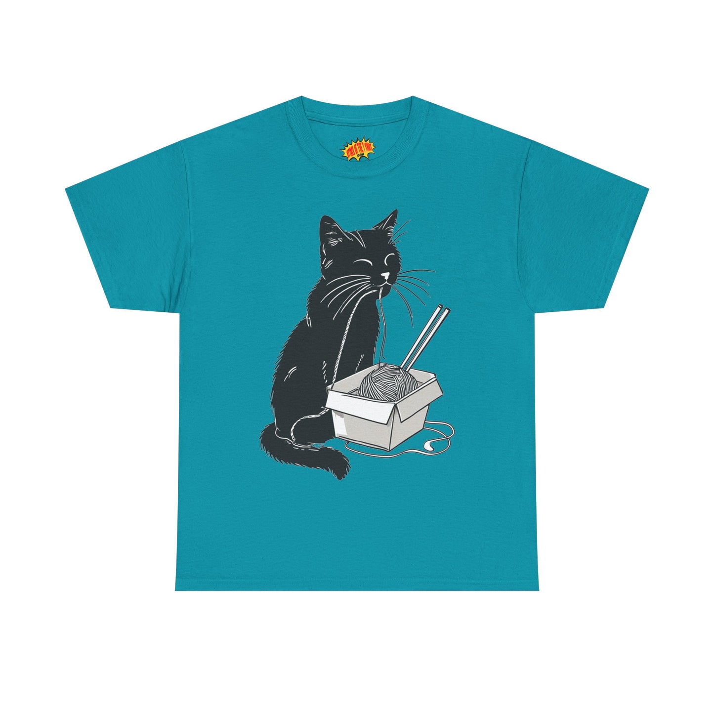 Black Cat w/Noodles Drawing Art Tee Shirt *Multiple Colors*