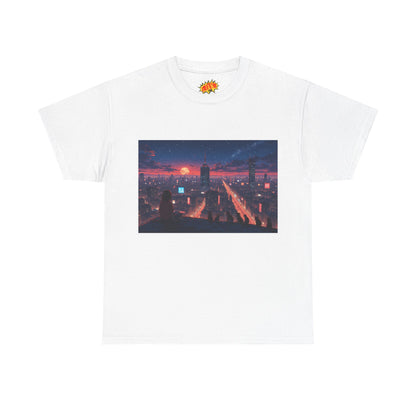 Anime Style City Sunset Scene w/Girl & Cats T-Shirt