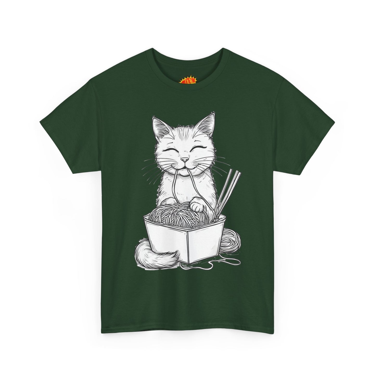 Cat w/Noodles Drawing Art Tee Shirt *Multiple Colors*