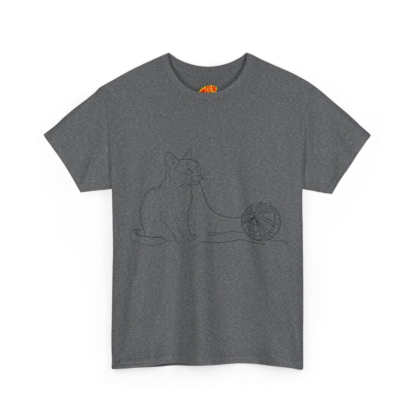 Cat w/Yarn Line Drawing Art Tee Shirt *Multiple Colors*