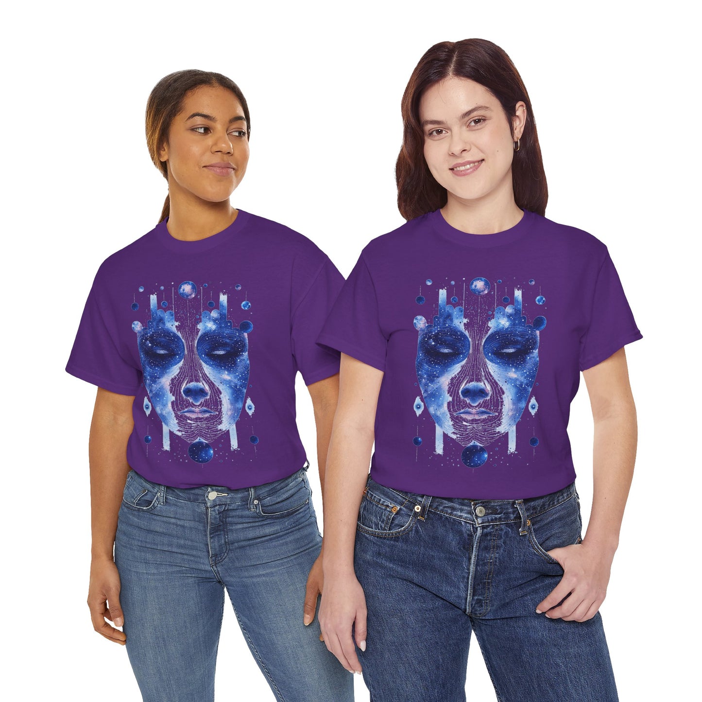 Cosmic Face Galaxy Graphic Space Art Tee Shirt *Multiple Colors*