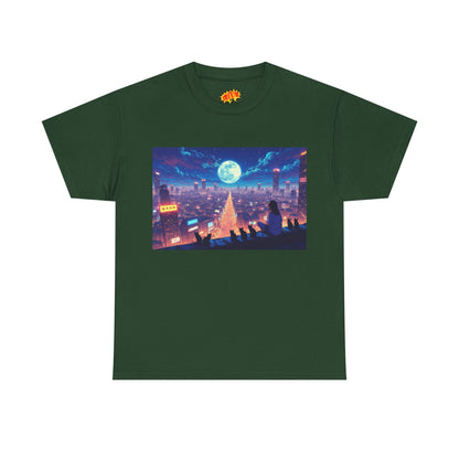 Anime Neon Night Cityscape w/Cats T-Shirt