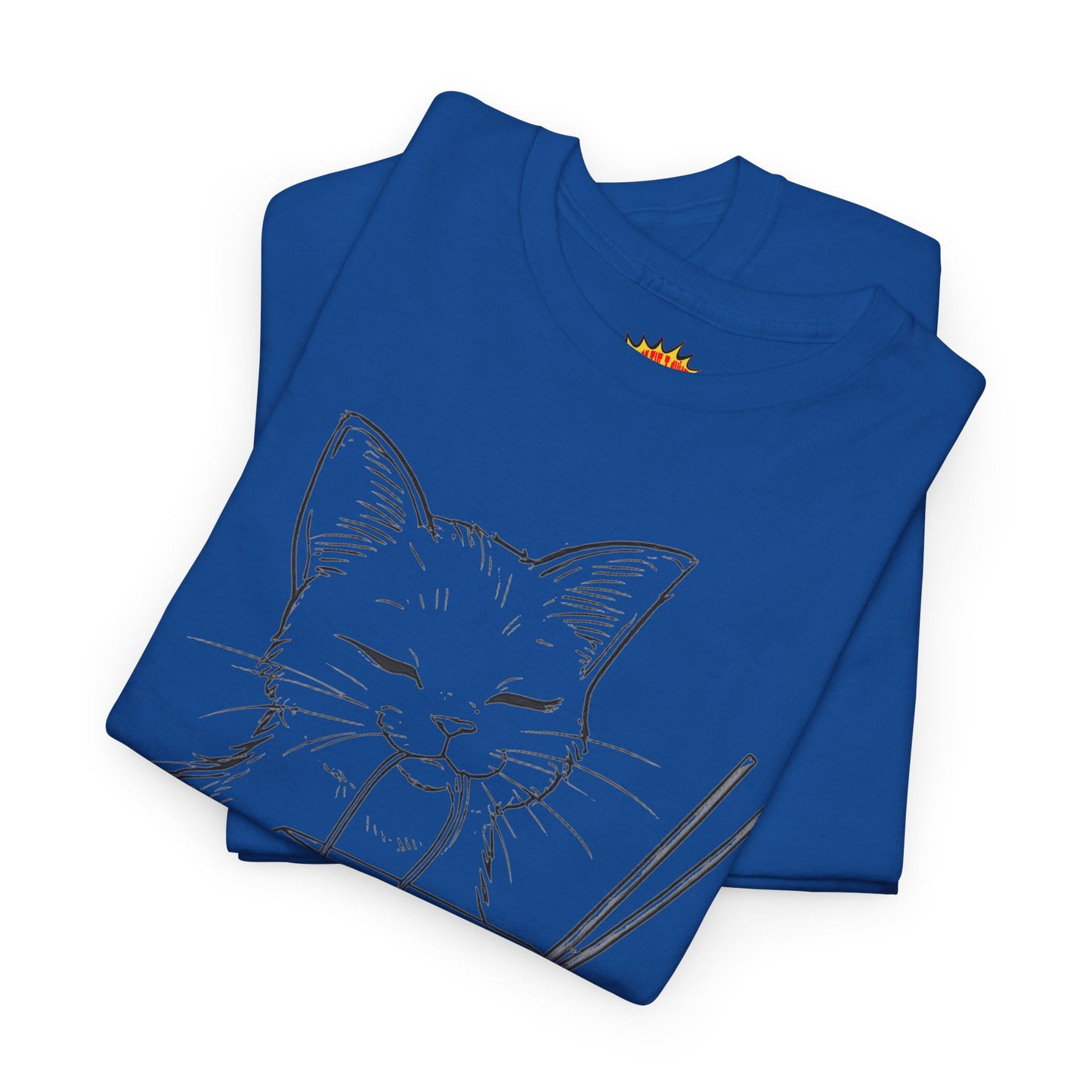 Cat w/Takeout + Yarn Ball Line Drawing Tee Shirt *Multiple Colors*