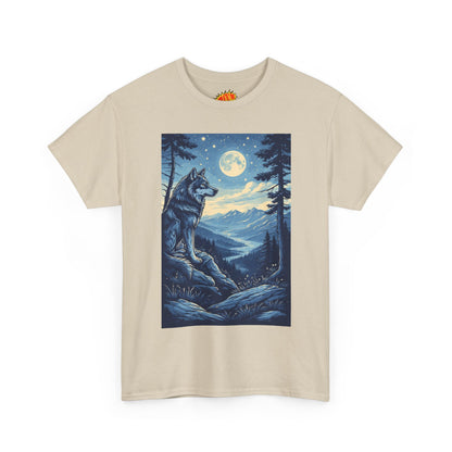 Blue Wolf with Full Moon Scene T-Shirt