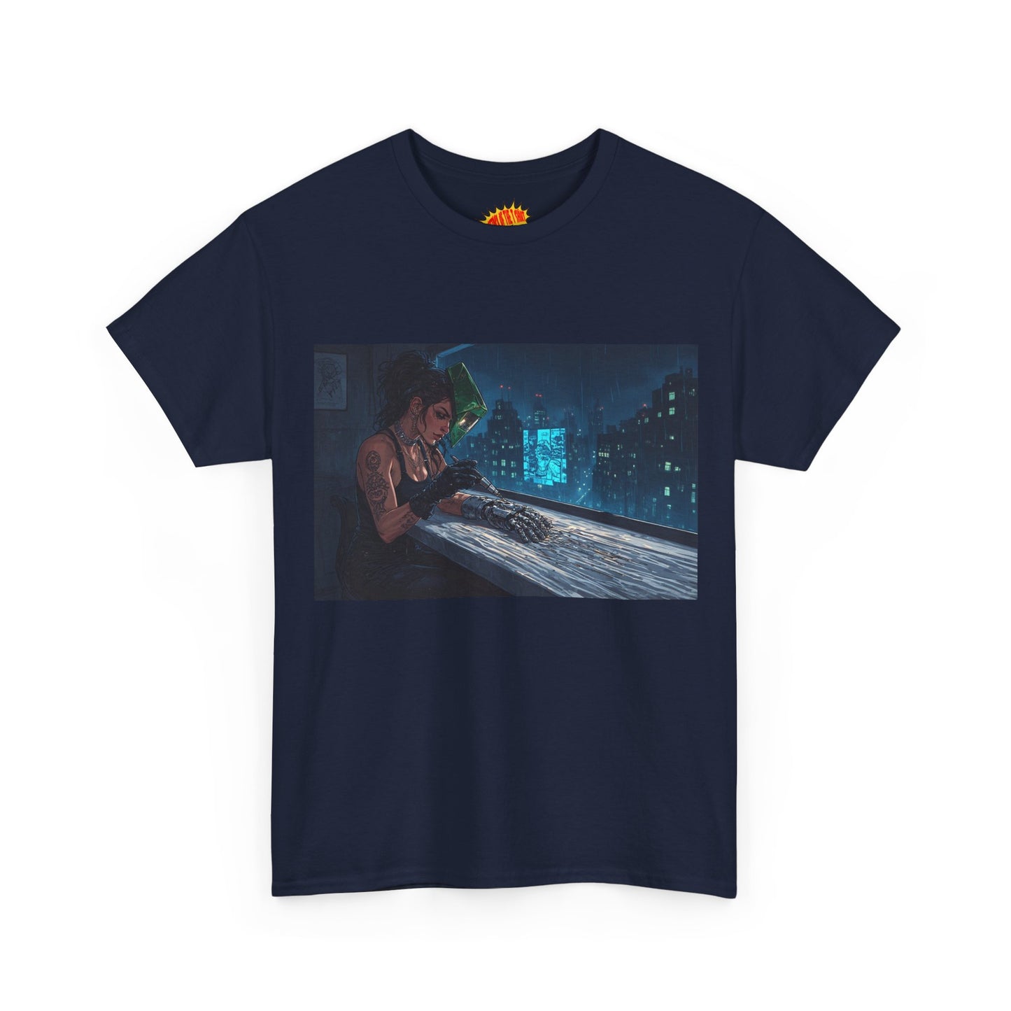 Cyberpunk Women w/Cybernetic Hand Scene T-Shirt *Multiple Colors*